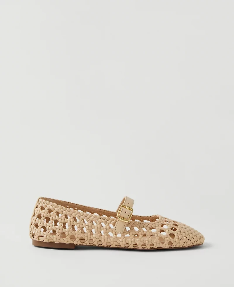 Ann Taylor Woven Mary Jane Ballet Flats Size 11 Sands Edge Women's