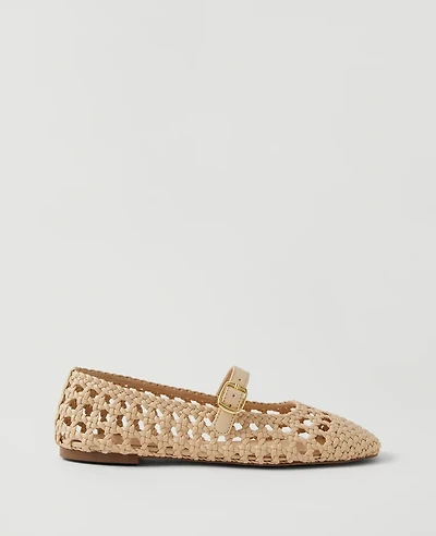 Ann Taylor Woven Mary Jane Ballet Flats Size 11 Sands Edge Women's