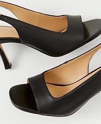 Ann Taylor Leather Square Toe Slingback Sandals Women's