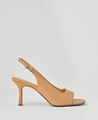Ann Taylor Leather Square Toe Slingback Sandals Desert Sand Women's