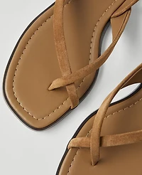 Ann Taylor Weekend Collection Suede Buckled Ankle Strap Sandals Dark Taupe Women's