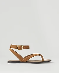 Ann Taylor Weekend Collection Suede Buckled Ankle Strap Sandals Dark Taupe Women's