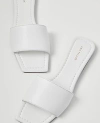 Ann Taylor Leather Single Strap Slide Sandals White Women's