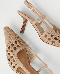 Ann Taylor Woven Nip Toe Slingback Pumps Light Sand Women's