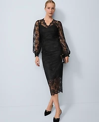 Ann Taylor Lace Clean Midi Skirt Black Women's