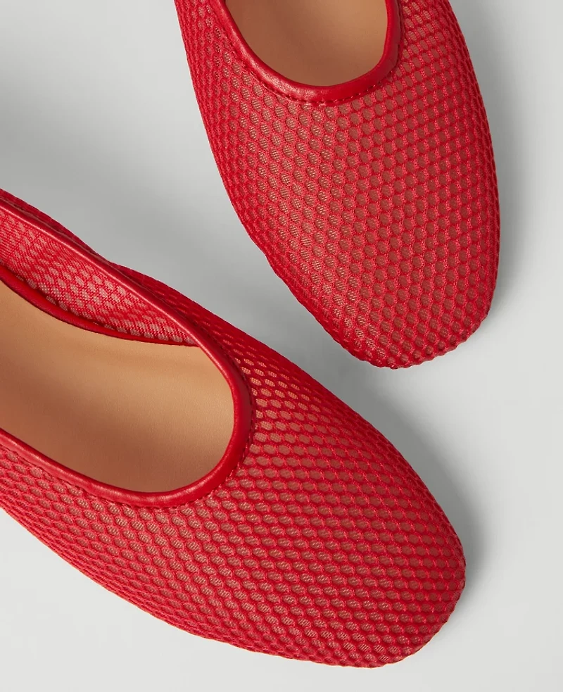 Ann Taylor Mesh Ballet Flat Red Pepper Women's