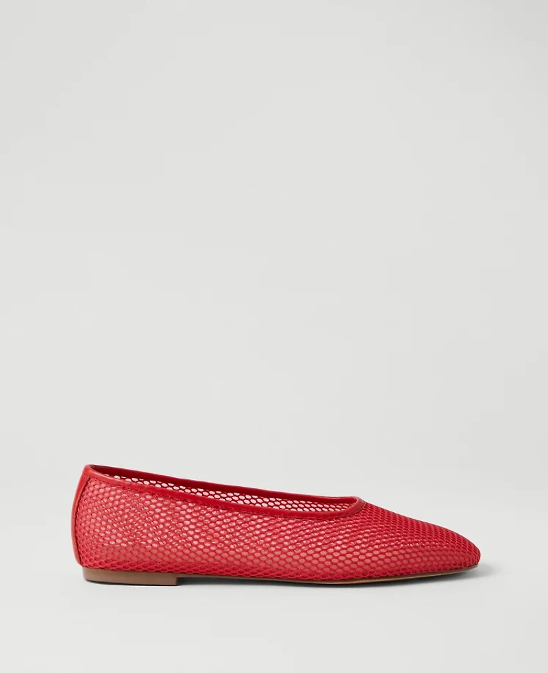 Ann Taylor Mesh Ballet Flat Red Pepper Women's
