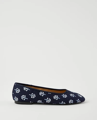 Ann Taylor Weekend Collection Floral Ballet Flats Night Sky Women's