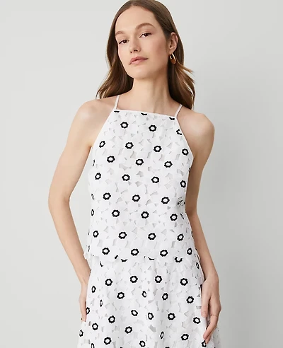 Ann Taylor Floral Lace Halter Top White Women's