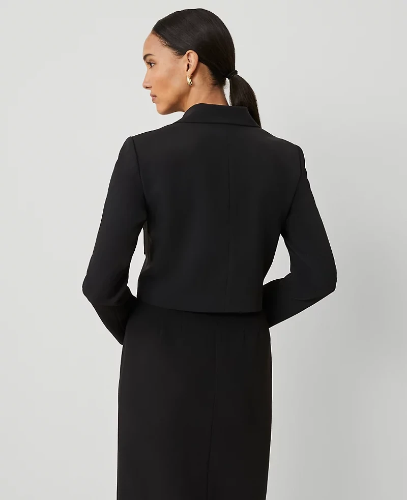 Ann Taylor The Military Blazer Jacket Fluid Crepe Black Women's
