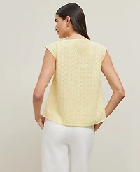 Ann Taylor Eyelet Sleeveless Crew Neck Top Women's