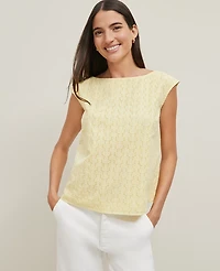 Ann Taylor Eyelet Sleeveless Crew Neck Top Women's