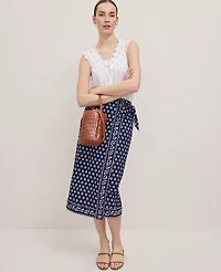 Ann Taylor Petite Weekend Collection Eyelet Tie Neck Top White Women's