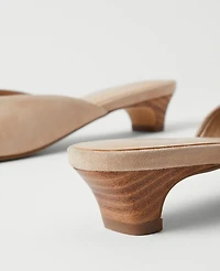 Ann Taylor Suede Kitten Heel Mule Pumps Light Sand Women's