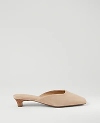 Ann Taylor Suede Kitten Heel Mule Pumps Light Sand Women's