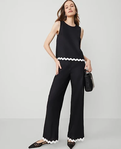 Ann Taylor The Wide-Leg Pant in Linen Blend Size 2 Black Women's