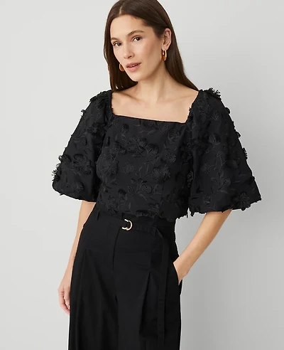 Ann Taylor Floral Square Neck Blouse Women's