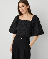 Ann Taylor Floral Square Neck Blouse Women's