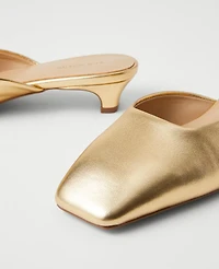 Ann Taylor Metallic Kitten Heel Mule Pumps Gold Women's