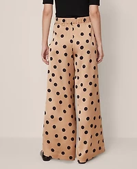 Ann Taylor The Dotted Dramatic Wide-Leg Satin Pant Cafe Au Lait Women's
