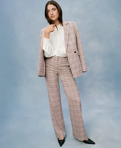 Ann Taylor The Jayne Trouser Pant Plaid Pale Sandalwood Women's