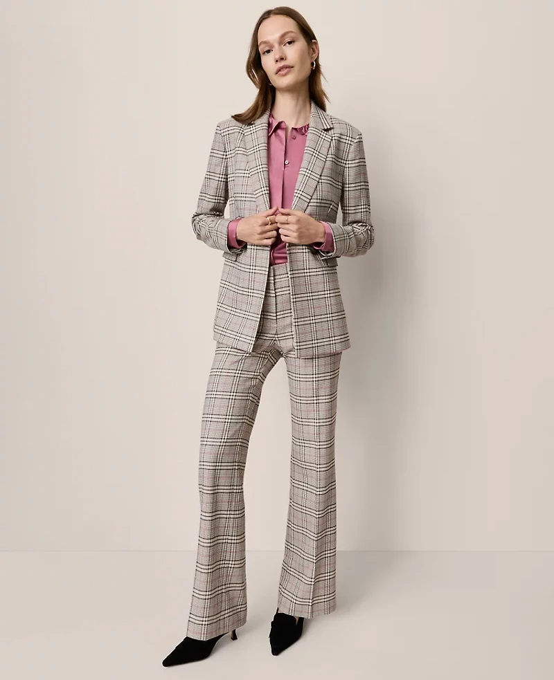 Ann Taylor The Jayne Trouser Pant Plaid Pale Sandalwood Women's