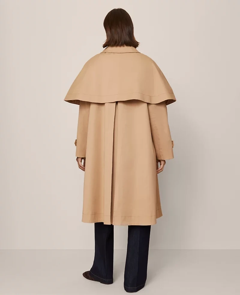 Ann Taylor Removable Cape Trench Coat Cafe Au Lait Women's