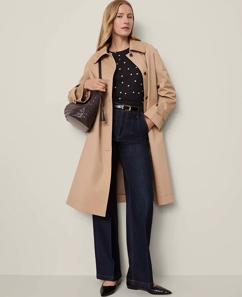 Ann Taylor Removable Cape Trench Coat Cafe Au Lait Women's