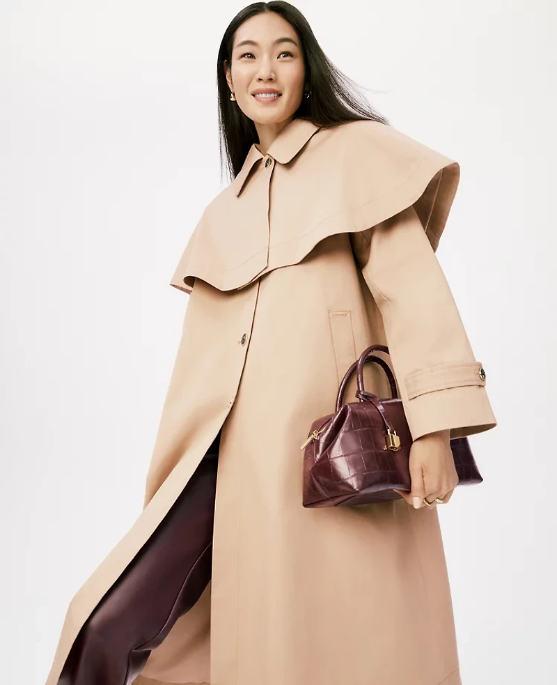 Ann Taylor Removable Cape Trench Coat Cafe Au Lait Women's