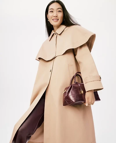 Ann Taylor Removable Cape Trench Coat Cafe Au Lait Women's