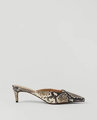 Ann Taylor Snake Print Nip Toe Kitten Heel Mule Pumps Black Women's