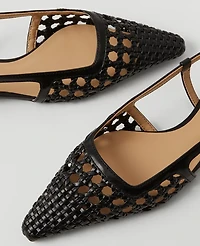 Ann Taylor Woven Leather Nip Toe Slingback Flats Women's