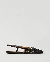 Ann Taylor Woven Leather Nip Toe Slingback Flats Women's