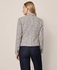 Ann Taylor The One Button Fitted Blazer Tweed Touch Of Blue Women's