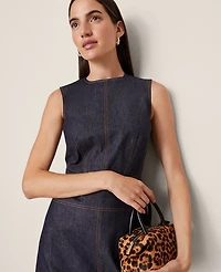 Ann Taylor Weekend Collection Crew Neck Flare Midi Dress Deep Indigo Women's