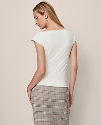 Ann Taylor Sleeveless Boatneck Top Size XS Winter White Women's
