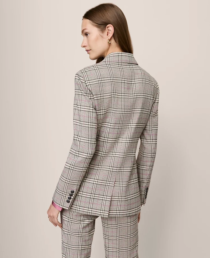 Ann Taylor The Crosby Blazer Plaid Pale Sandalwood Women's