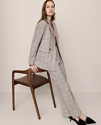 Ann Taylor The Crosby Blazer Plaid Pale Sandalwood Women's