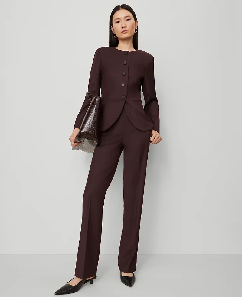 Ann Taylor The Curved Hem Jacket Classic Burgundy Women's