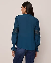 Ann Taylor Lace Trim Blouse Moonlit Backdrop Women's