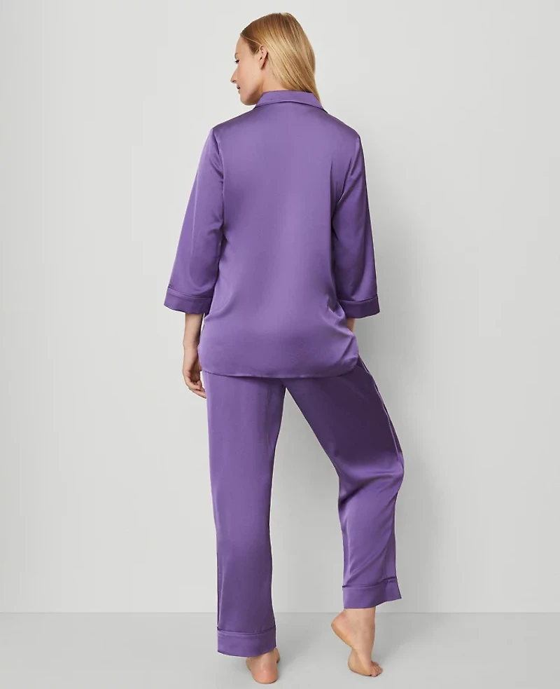 Ann Taylor Satin Pajama Set Majestic Violet Women's