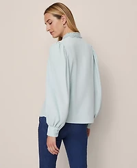 Ann Taylor Lace Collar Blouson Sleeve Shirt Women's