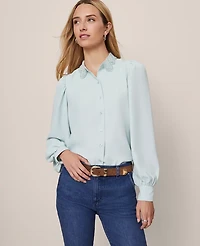 Ann Taylor Lace Collar Blouson Sleeve Shirt Women's