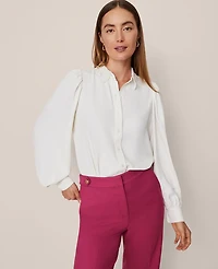 Ann Taylor Lace Collar Blouson Sleeve Shirt Women's