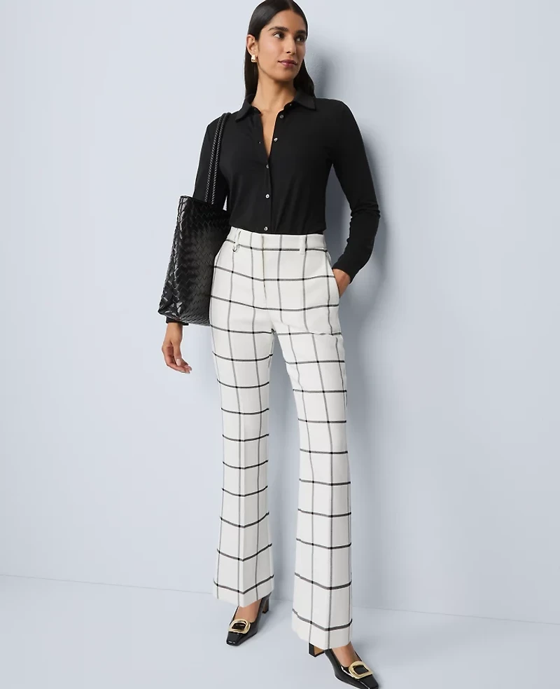 Ann Taylor The High Rise Skinny Trouser Pant Windowpane Winter White Women's