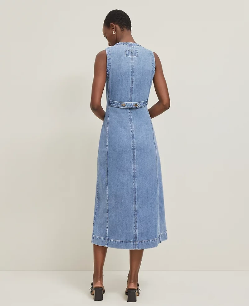 Ann Taylor Denim V-Neck Shirtdress Authentic Indigo Women's