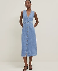 Ann Taylor Denim V-Neck Shirtdress Authentic Indigo Women's
