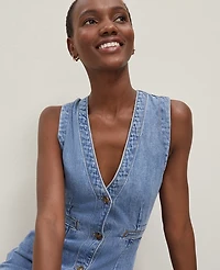 Ann Taylor Denim V-Neck Shirtdress Authentic Indigo Women's