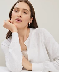 Ann Taylor Linen Blend Cardigan White Women's