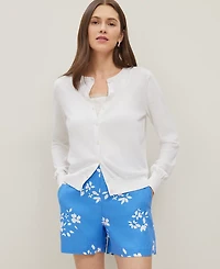 Ann Taylor Linen Blend Cardigan White Women's